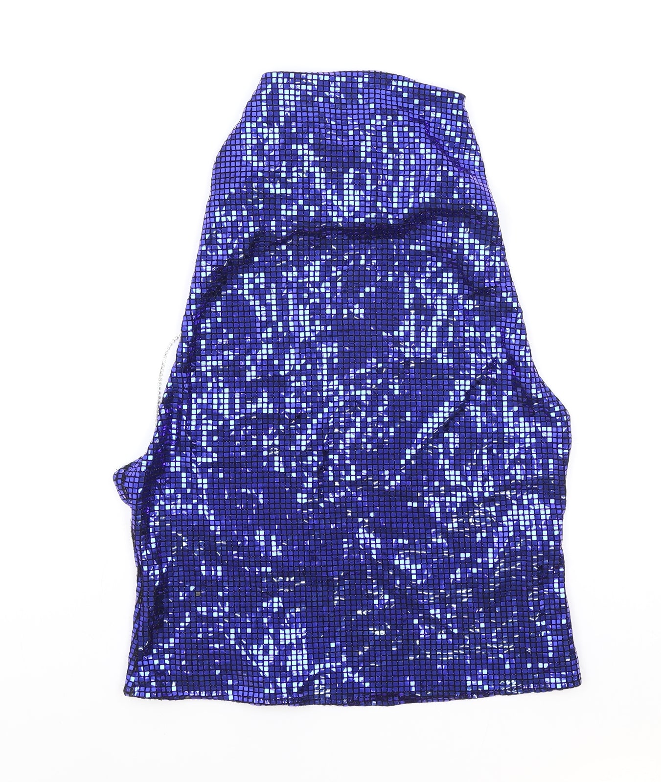 Zara Womens Blue Polyester Cropped Tank Size S Square Neck