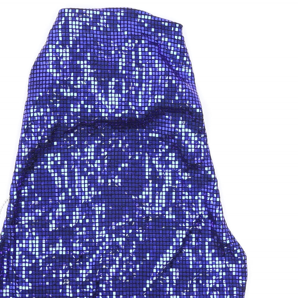 Zara Womens Blue Polyester Cropped Tank Size S Square Neck