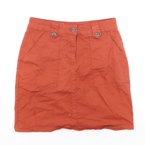 M&Co Womens Orange Cotton Straight & Pencil Skirt Size 8 Zip