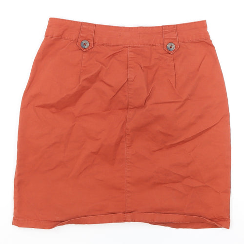 M&Co Womens Orange Cotton Straight & Pencil Skirt Size 8 Zip