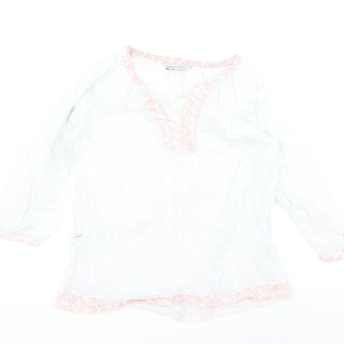 Crew Clothing Womens Blue 100% Cotton Basic Blouse One Size V-Neck