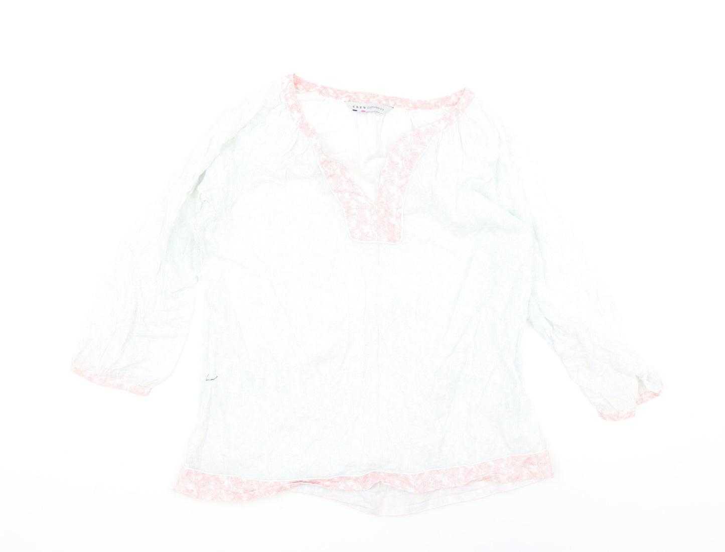 Crew Clothing Womens Blue 100% Cotton Basic Blouse One Size V-Neck