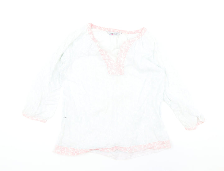 Crew Clothing Womens Blue 100% Cotton Basic Blouse One Size V-Neck