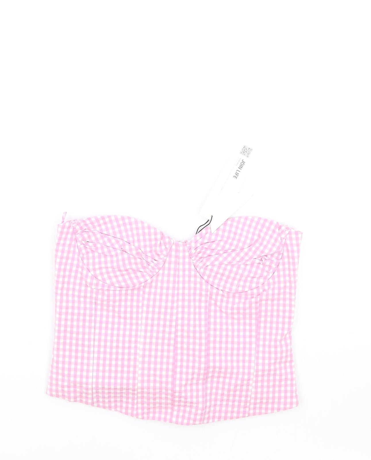 Zara Womens Pink Geometric Polyester Cropped Tank Size XS Sweetheart