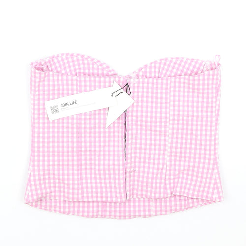 Zara Womens Pink Geometric Polyester Cropped Tank Size XS Sweetheart