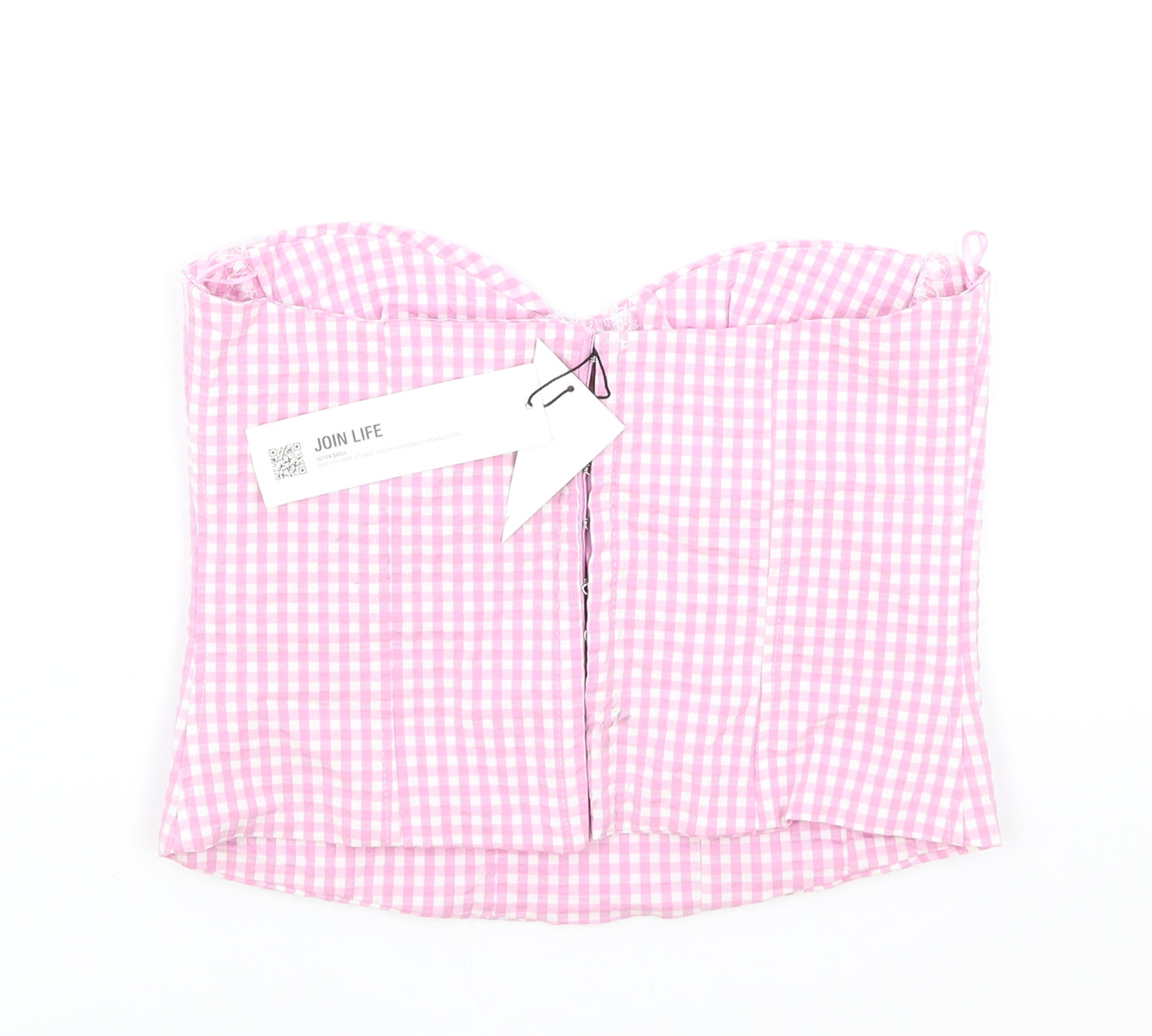 Zara Womens Pink Geometric Polyester Cropped Tank Size XS Sweetheart