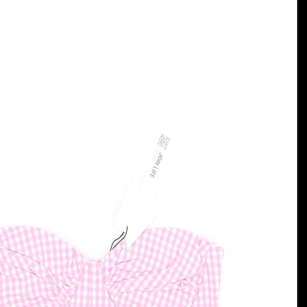 Zara Womens Pink Geometric Polyester Cropped Tank Size XS Sweetheart