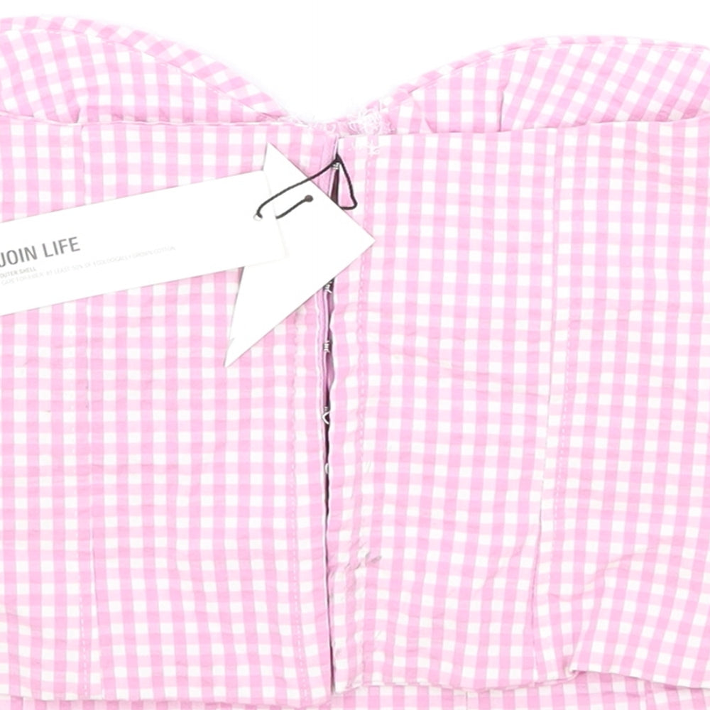 Zara Womens Pink Geometric Polyester Cropped Tank Size XS Sweetheart