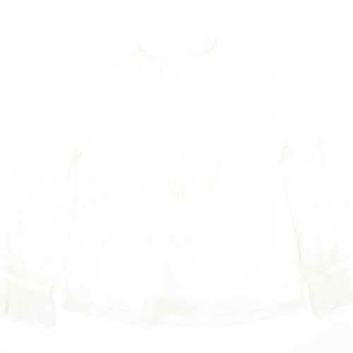 Moda Womens Ivory Polyester Basic Button-Up Size 16 V-Neck