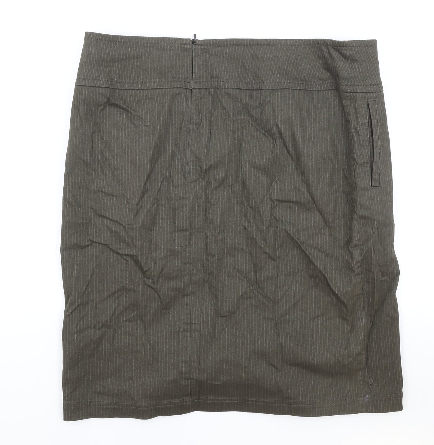 Laura Ashley Womens Green Cotton Straight & Pencil Skirt Size 16 Button