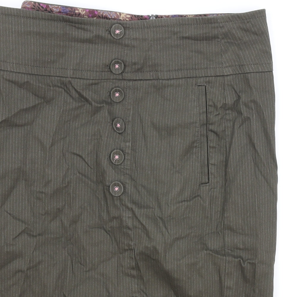 Laura Ashley Womens Green Cotton Straight & Pencil Skirt Size 16 Button
