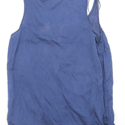 Zara Womens Blue Polyester Basic Tank Size M Scoop Neck