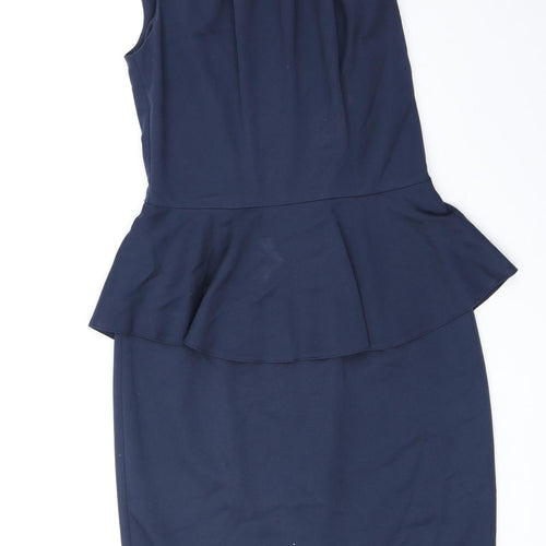 Closet Womens Blue Polyester Bodycon Size 10 Round Neck Zip