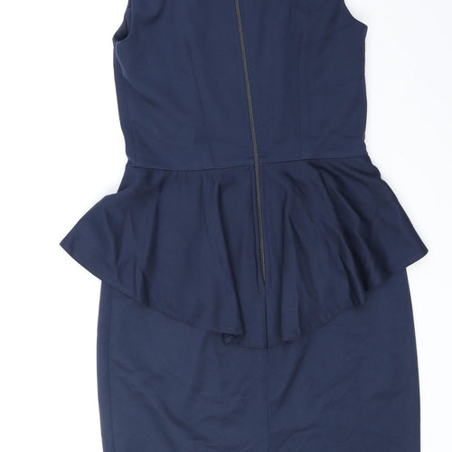 Closet Womens Blue Polyester Bodycon Size 10 Round Neck Zip