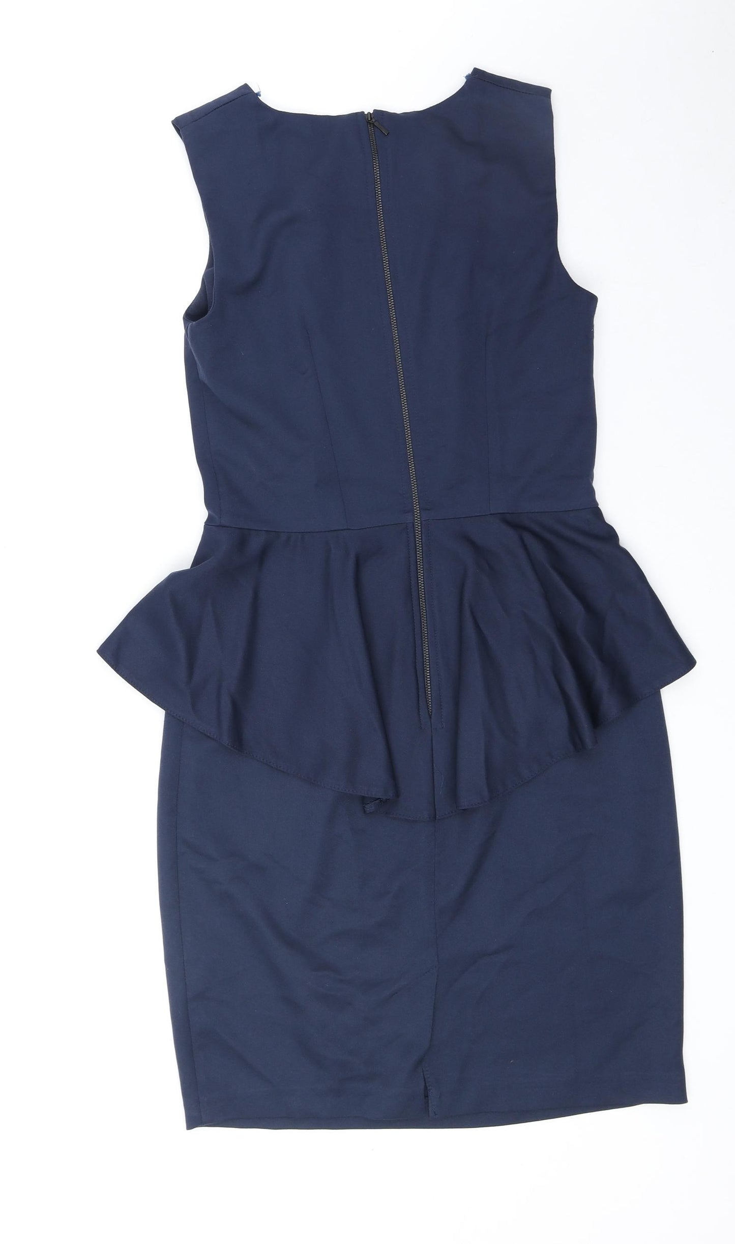 Closet Womens Blue Polyester Bodycon Size 10 Round Neck Zip