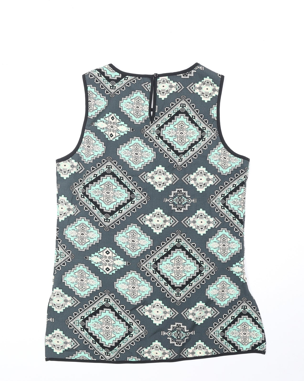 Red Herring Womens Green Geometric Polyester Basic Tank Size 10 Scoop Neck