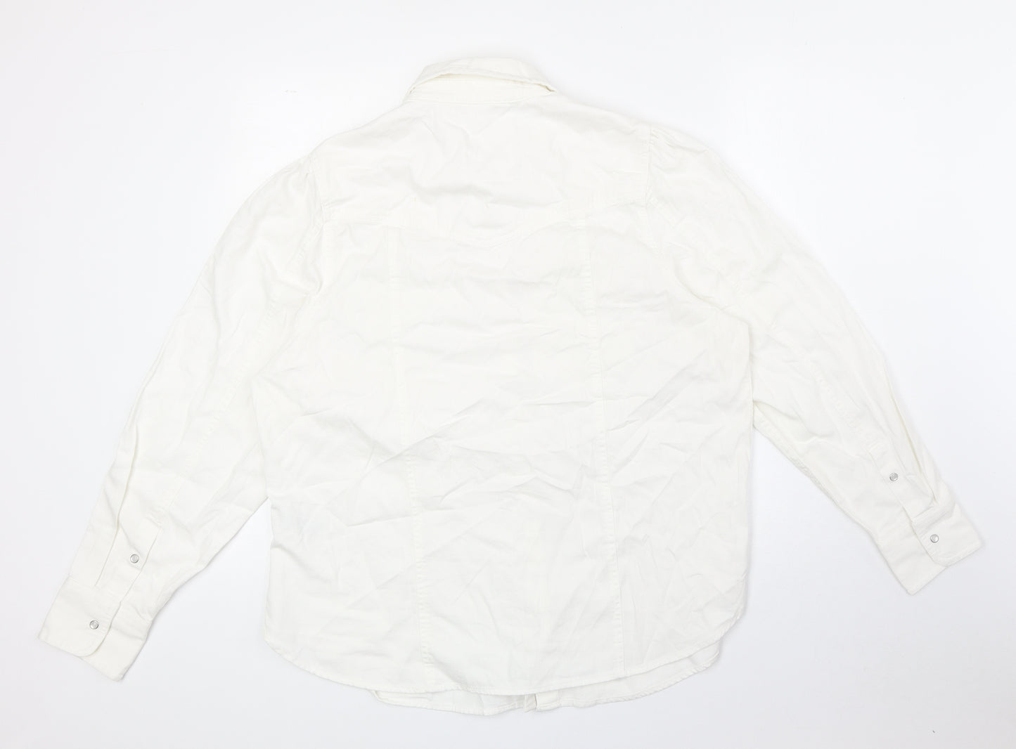 Per Una Womens White 100% Cotton Basic Button-Up Size 16 Collared