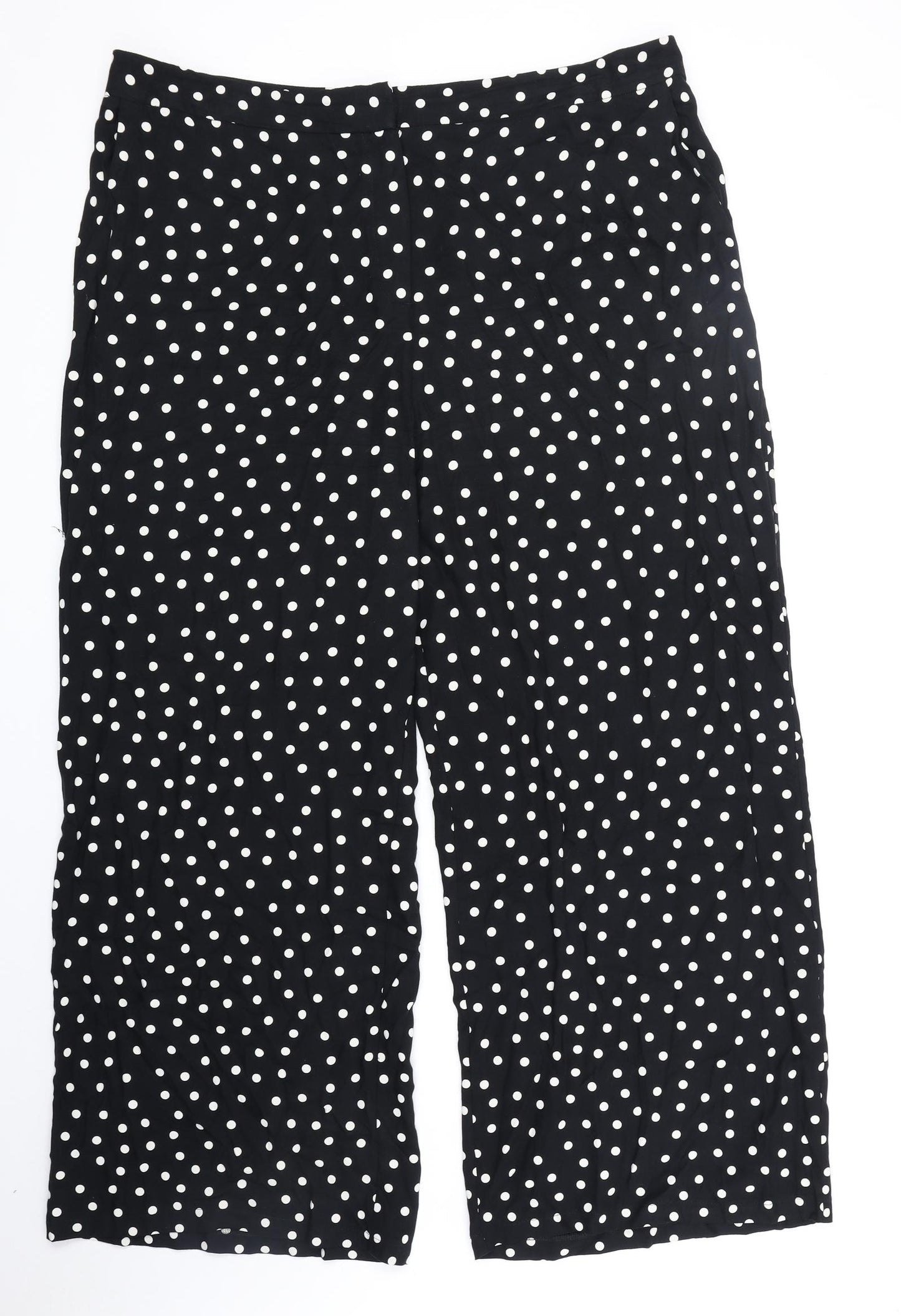 George Womens Black Polka Dot Viscose Trousers Size 20 Regular Zip