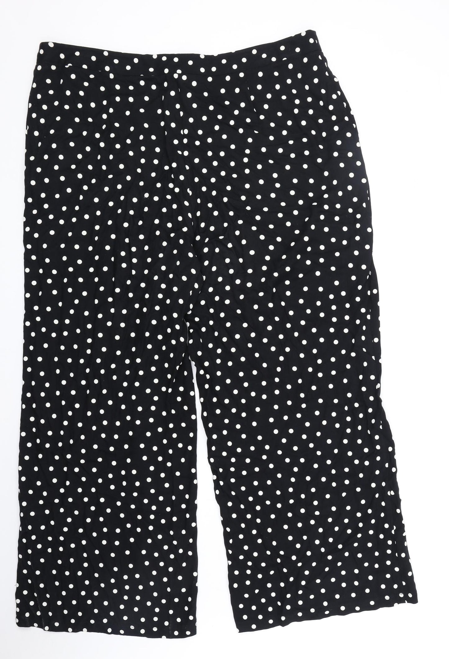 George Womens Black Polka Dot Viscose Trousers Size 20 Regular Zip