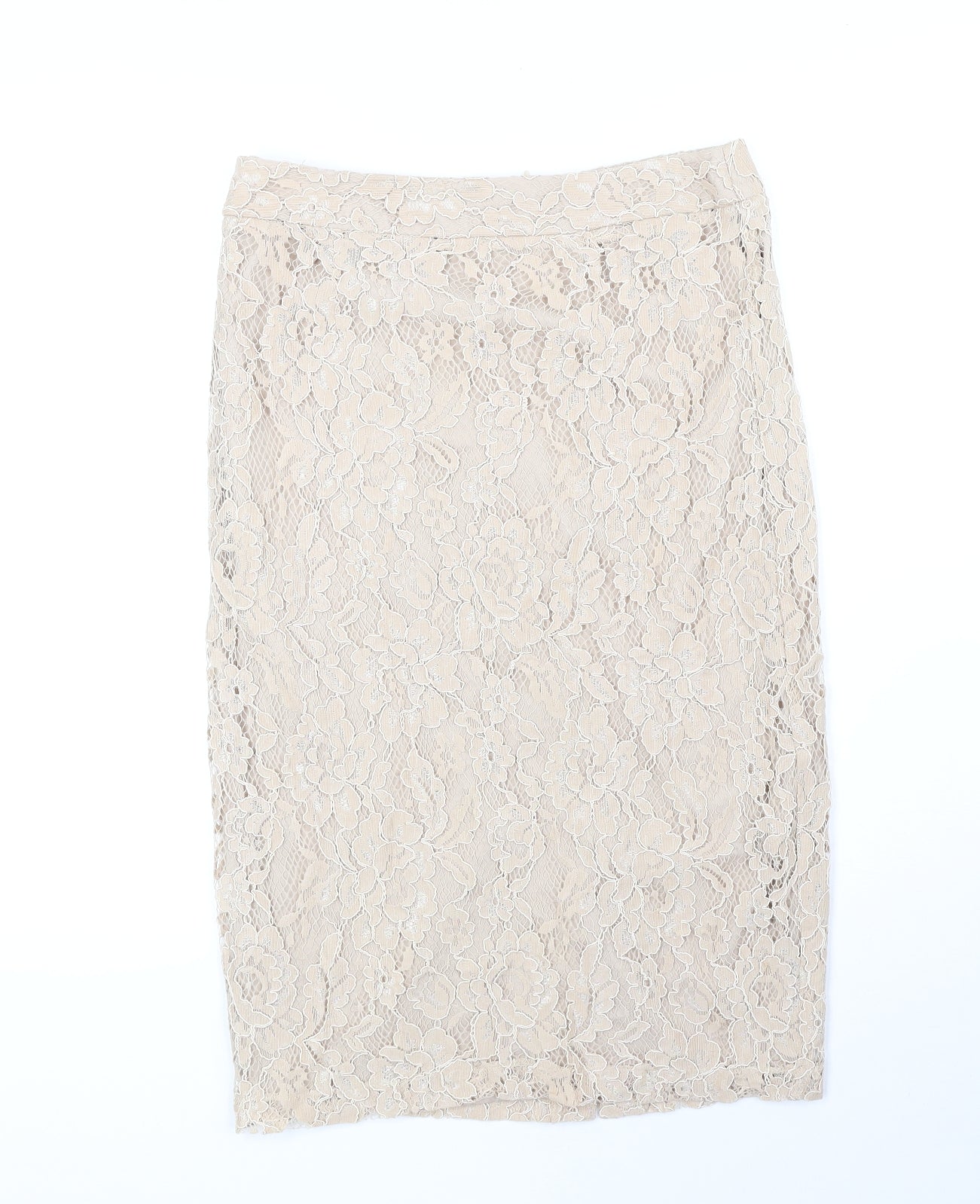 Bourne Womens Beige Floral Polyester Straight & Pencil Skirt Size 10 Zip