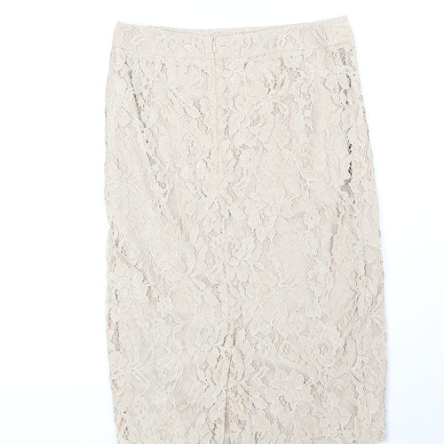 Bourne Womens Beige Floral Polyester Straight & Pencil Skirt Size 10 Zip