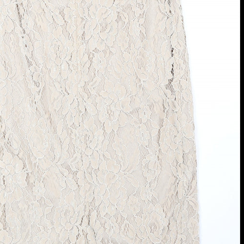 Bourne Womens Beige Floral Polyester Straight & Pencil Skirt Size 10 Zip