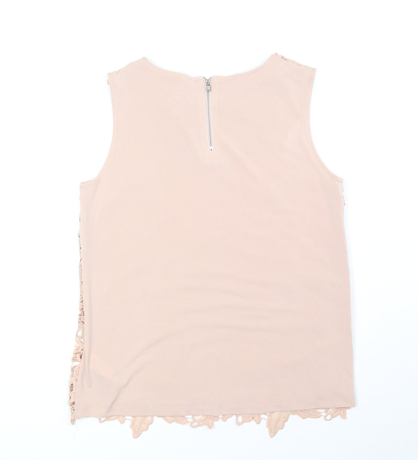 Warehouse Womens Beige Polyester Basic Tank Size 10 Round Neck