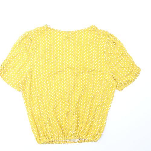 Khost Womens Yellow Polka Dot Viscose Basic T-Shirt Size 18 V-Neck