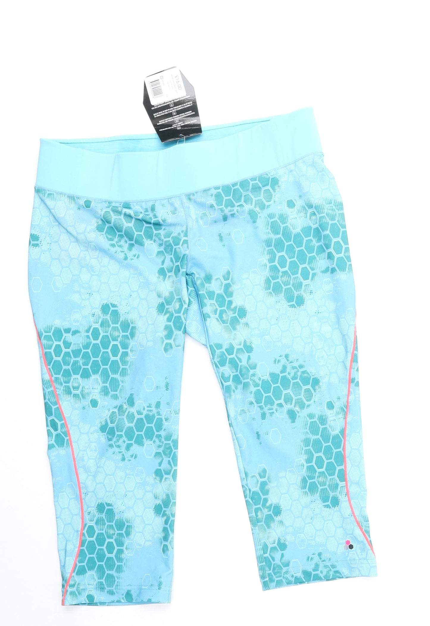 Papaya Womens Blue Geometric Polyester Cropped Leggings Size 16 L24.5 in Regular Pullover