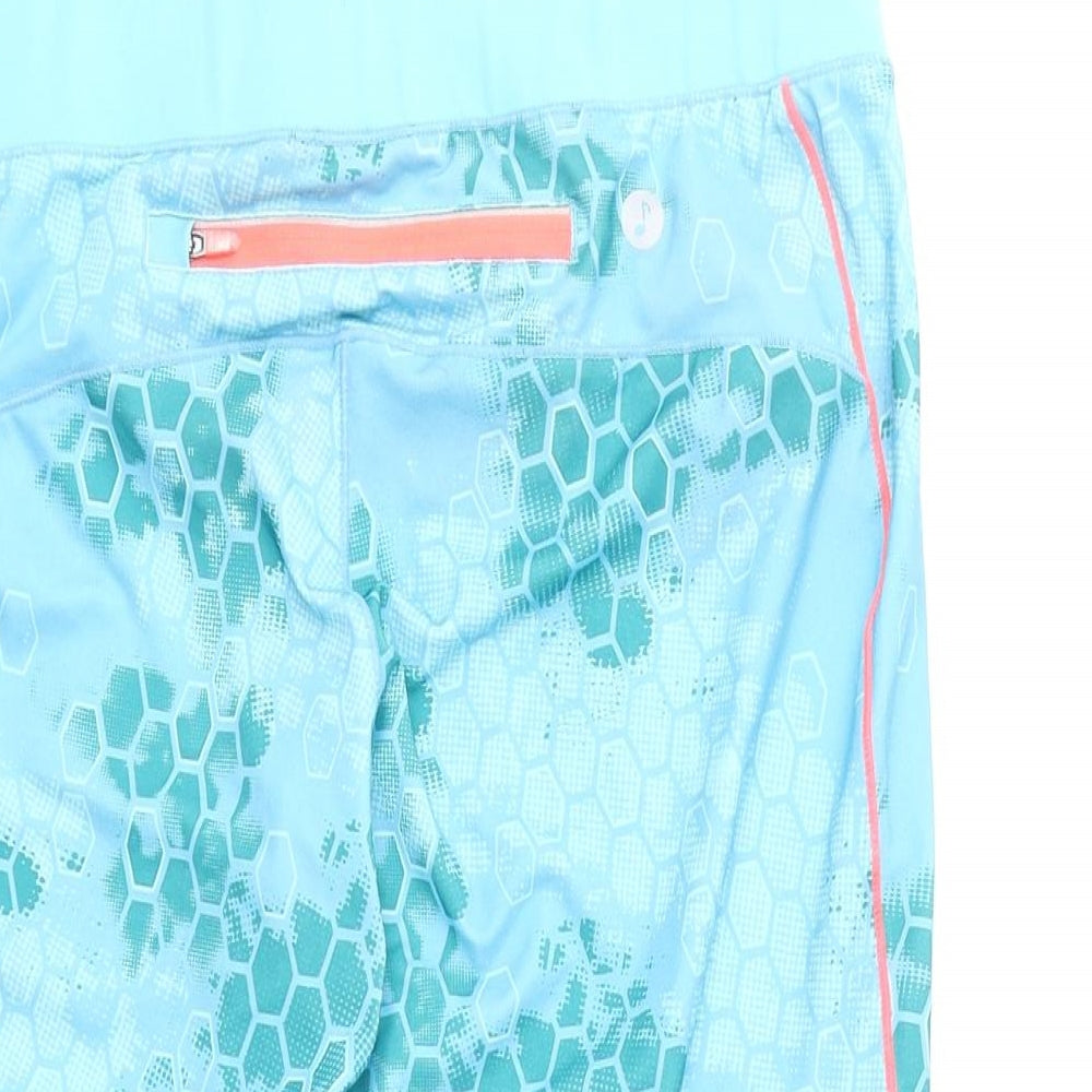 Papaya Womens Blue Geometric Polyester Cropped Leggings Size 16 L24.5 in Regular Pullover