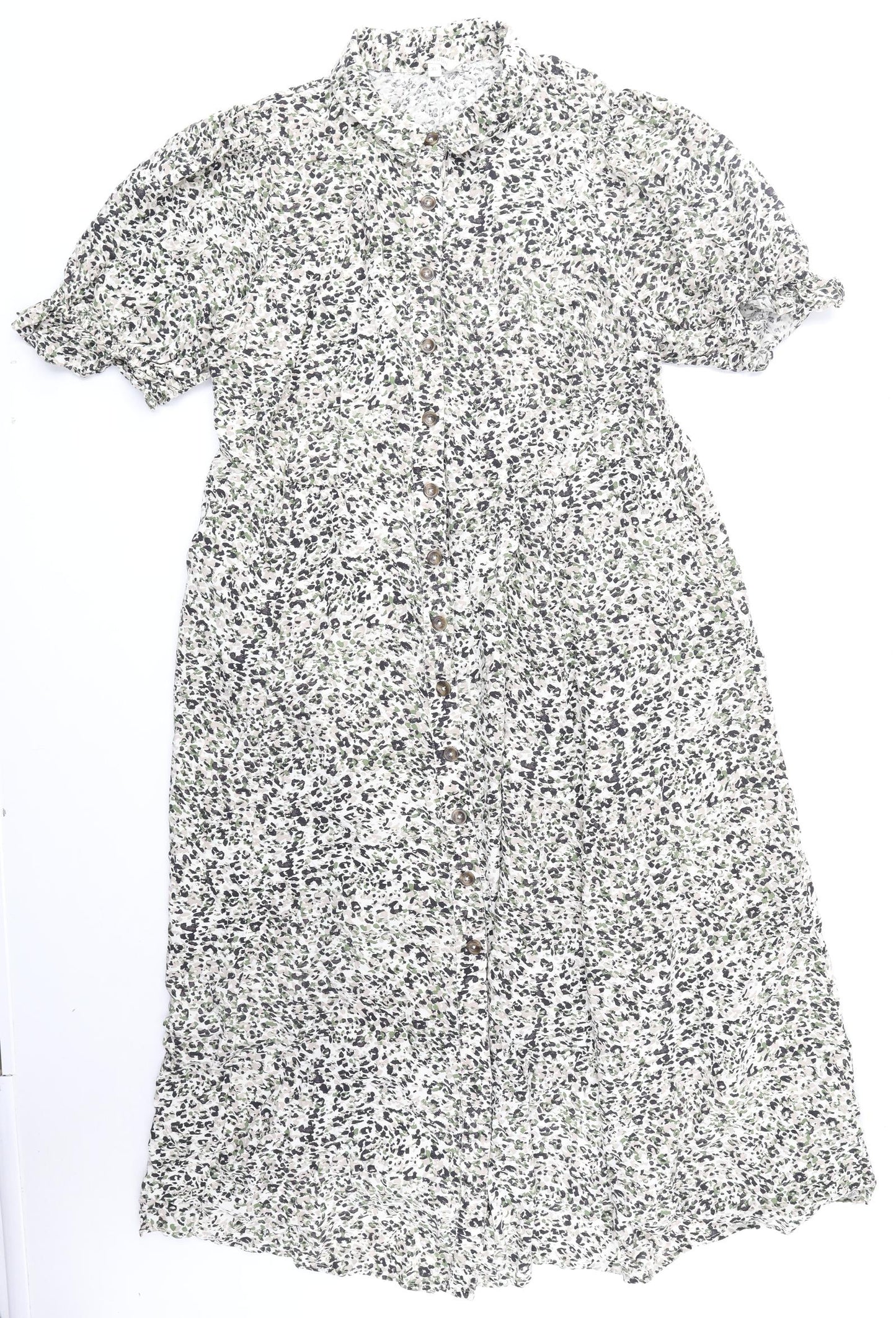 Monsoon Womens Multicoloured Geometric Viscose A-Line Size XL V-Neck Button