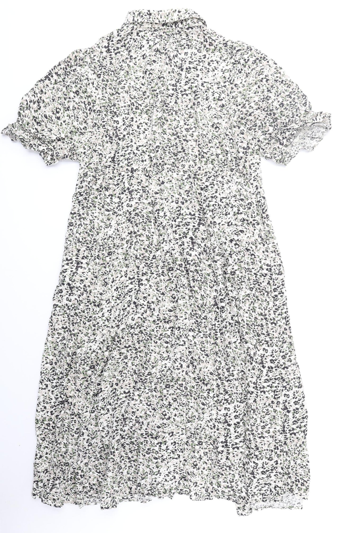 Monsoon Womens Multicoloured Geometric Viscose A-Line Size XL V-Neck Button