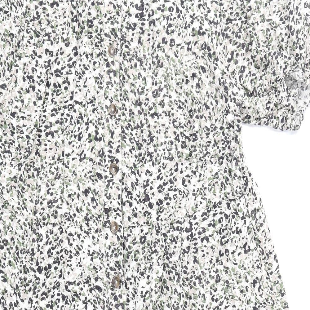 Monsoon Womens Multicoloured Geometric Viscose A-Line Size XL V-Neck Button