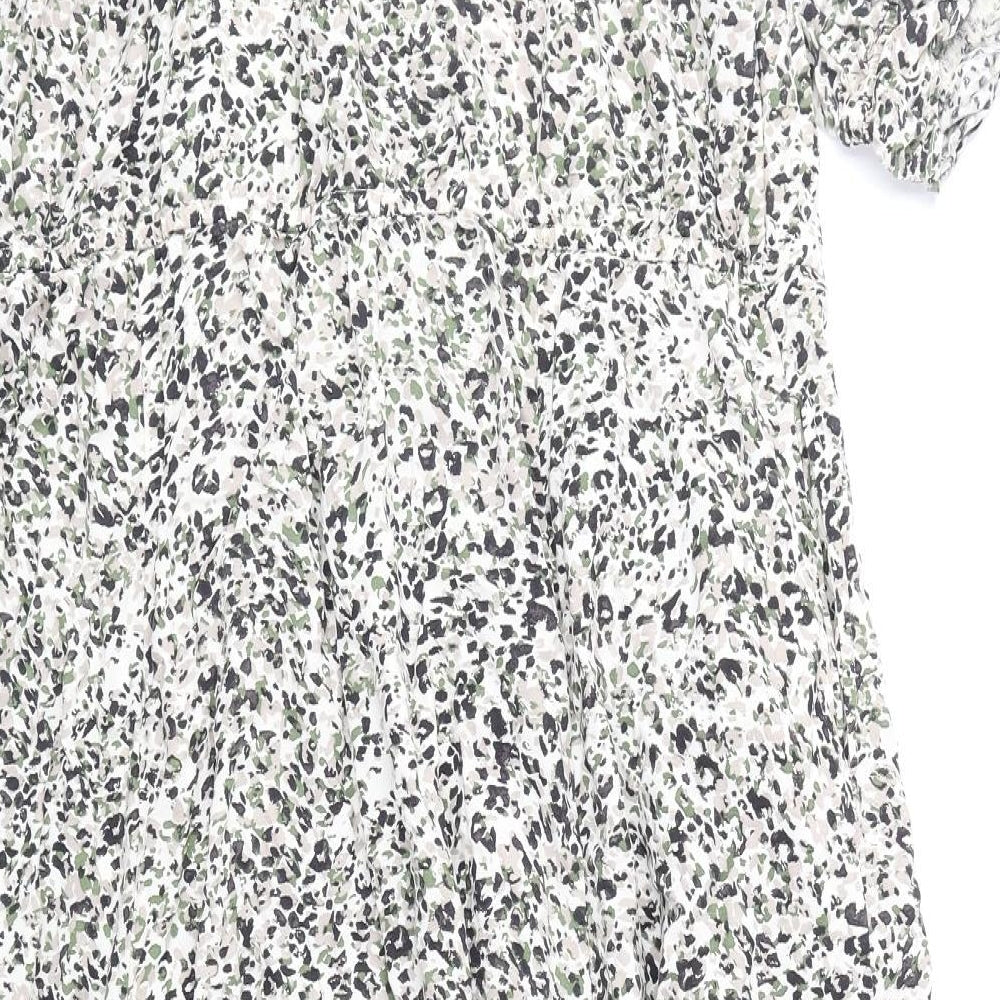 Monsoon Womens Multicoloured Geometric Viscose A-Line Size XL V-Neck Button