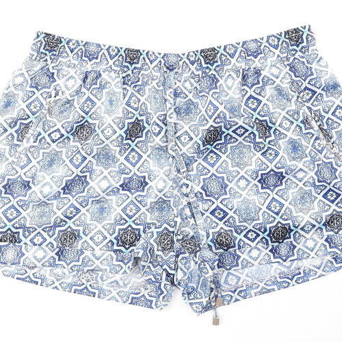 Atmosphere Womens Blue Geometric Polyester Bermuda Shorts Size 12 Regular