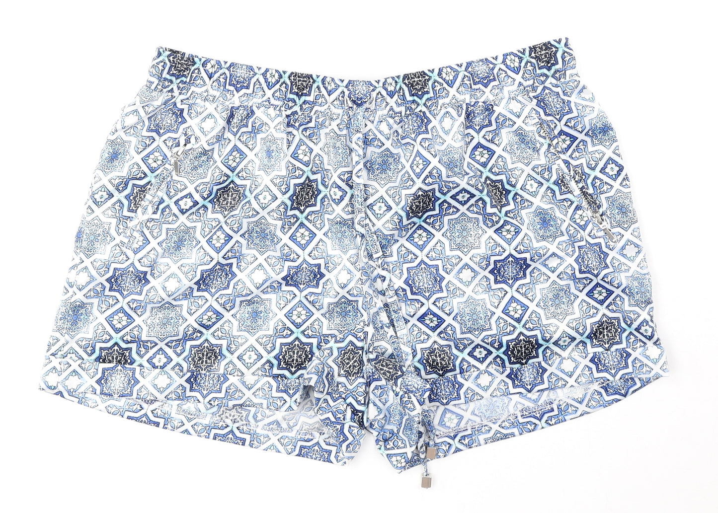 Atmosphere Womens Blue Geometric Polyester Bermuda Shorts Size 12 Regular