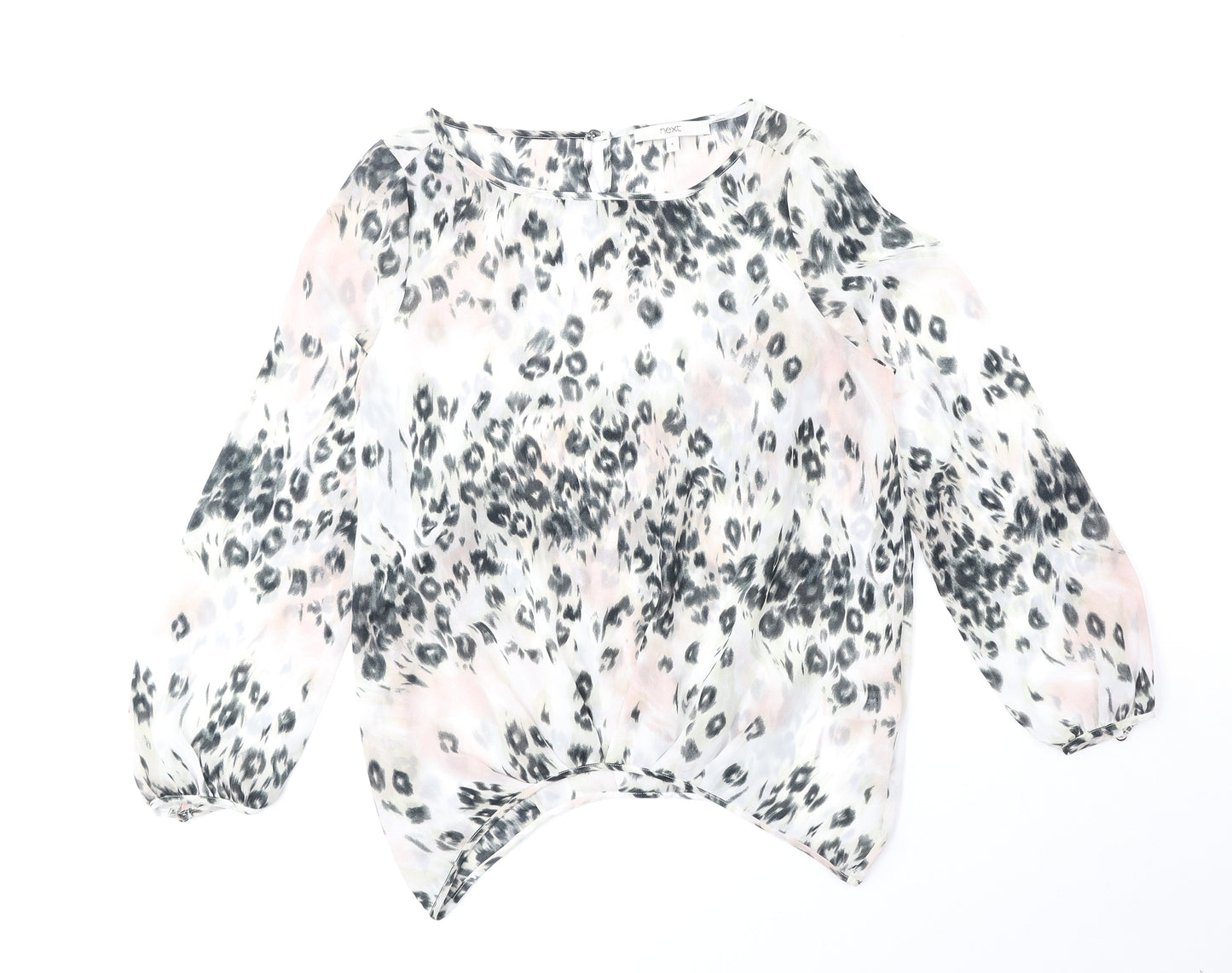 NEXT Womens Multicoloured Animal Print Polyester Basic Blouse Size 6 Boat Neck