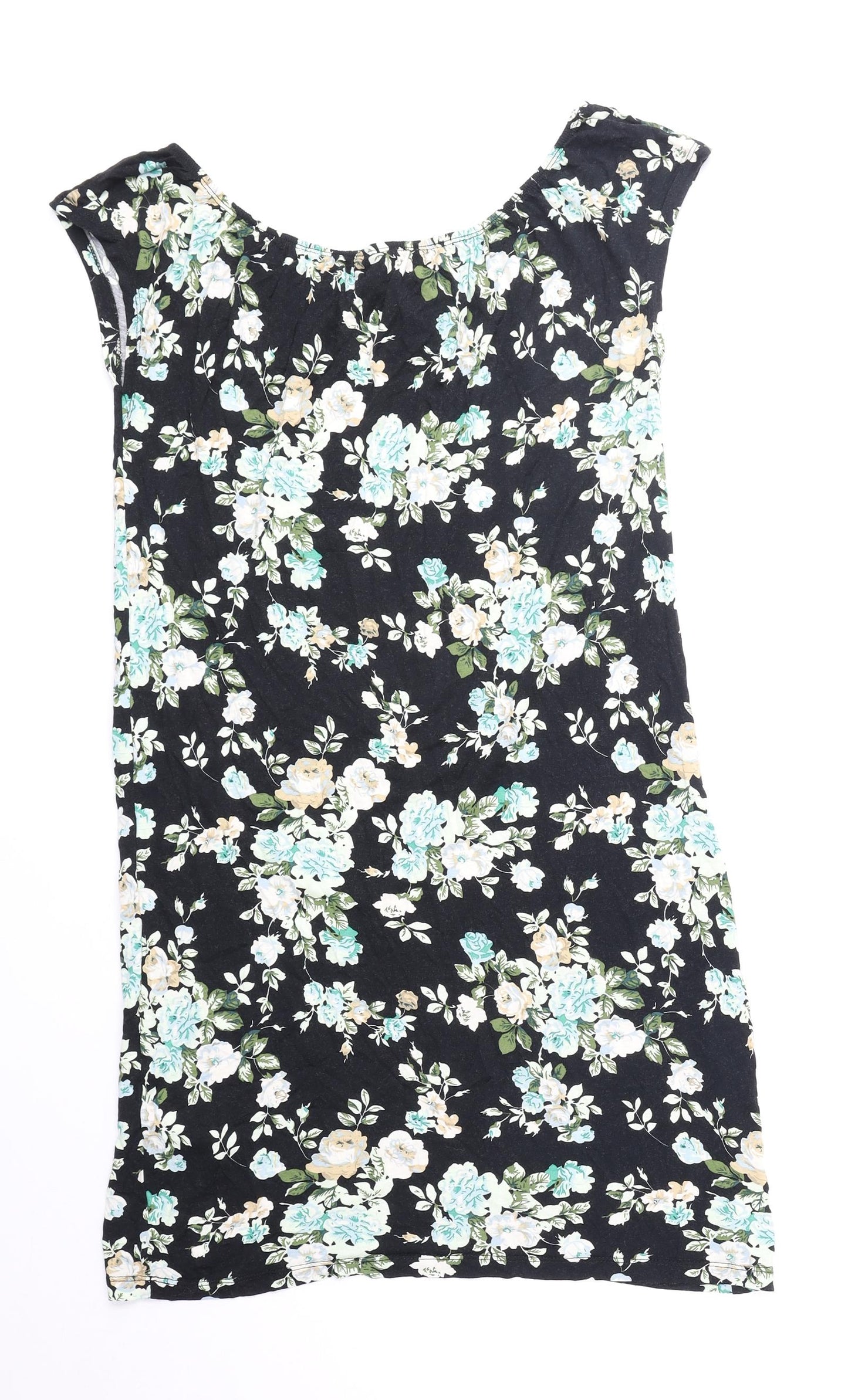 S. Oliver Womens Black Floral Viscose A-Line Size 10 Round Neck Pullover