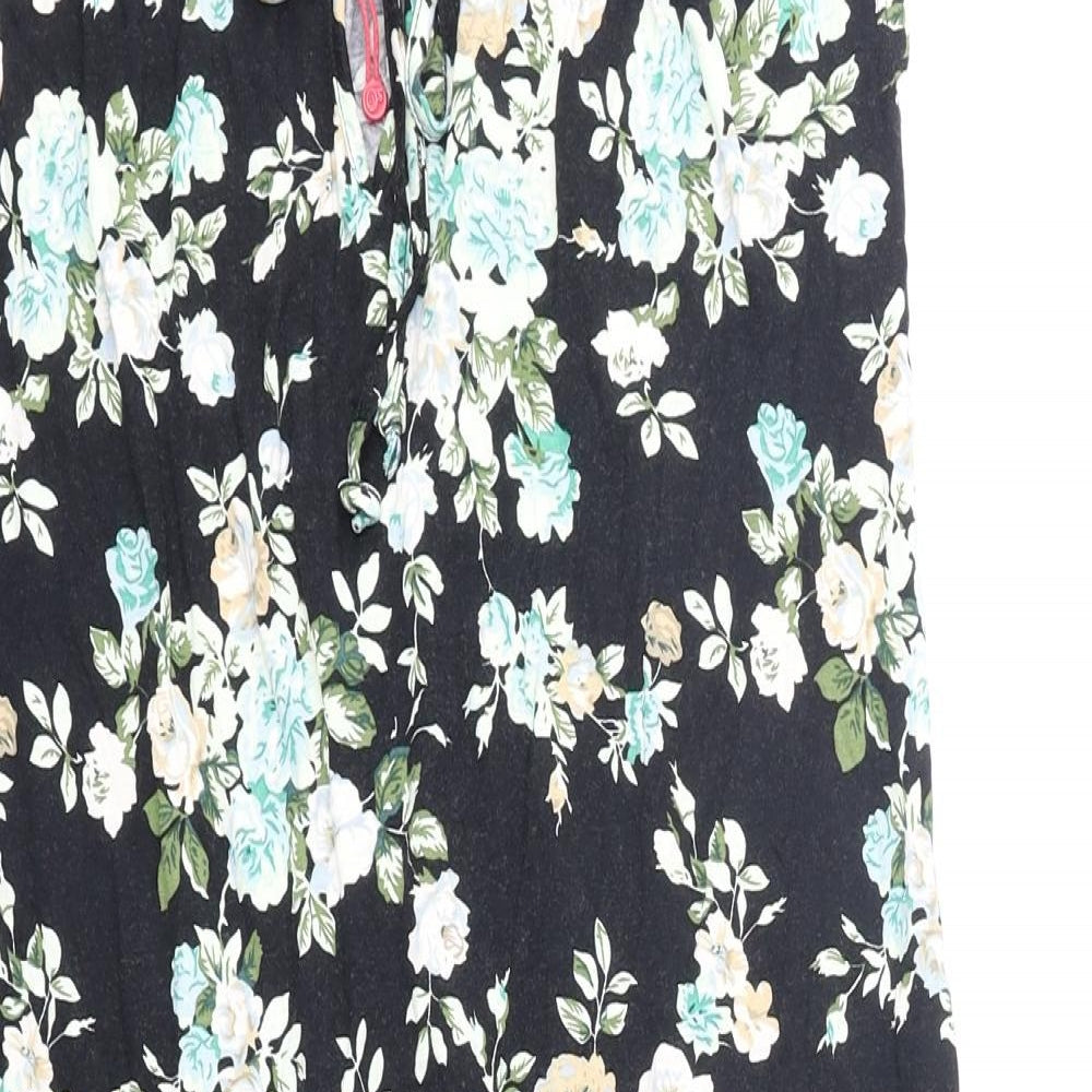 S. Oliver Womens Black Floral Viscose A-Line Size 10 Round Neck Pullover