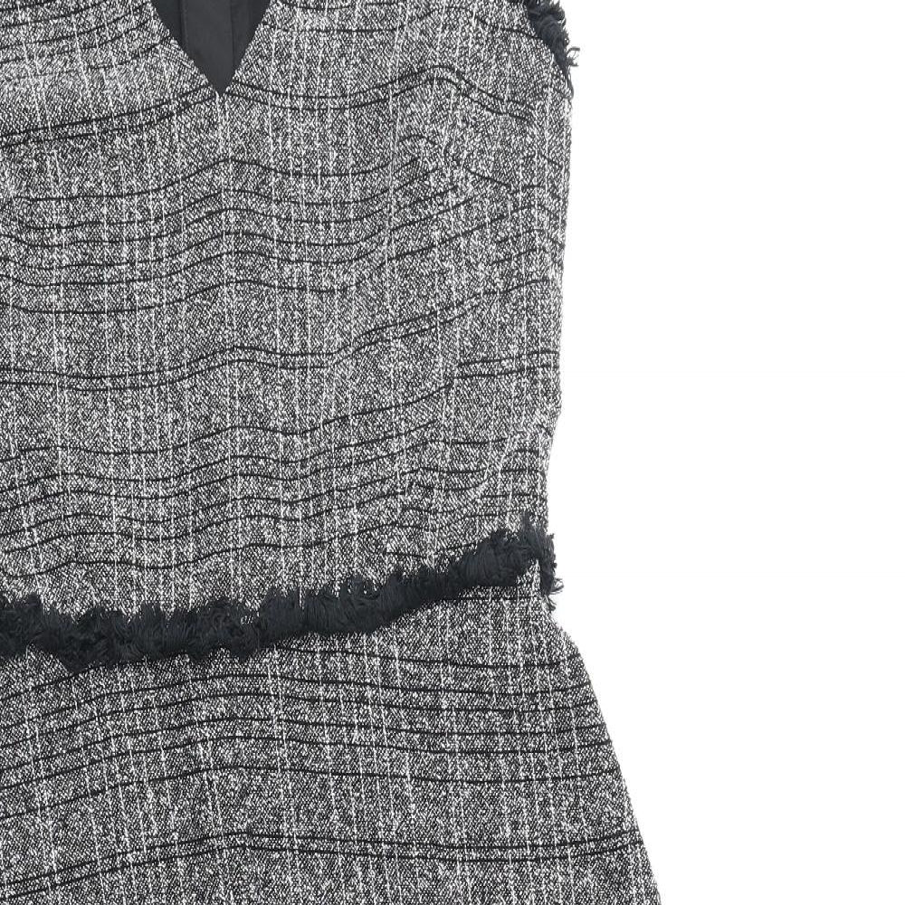 Marks and Spencer Womens Black Polyester A-Line Size 10 V-Neck Zip