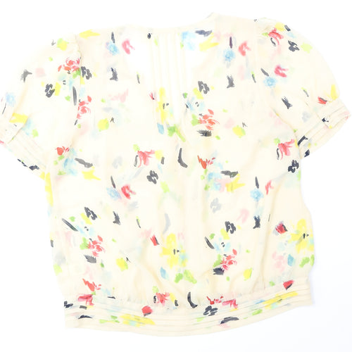 Pins & Needles Womens Yellow Geometric Polyester Basic Button-Up Size S V-Neck