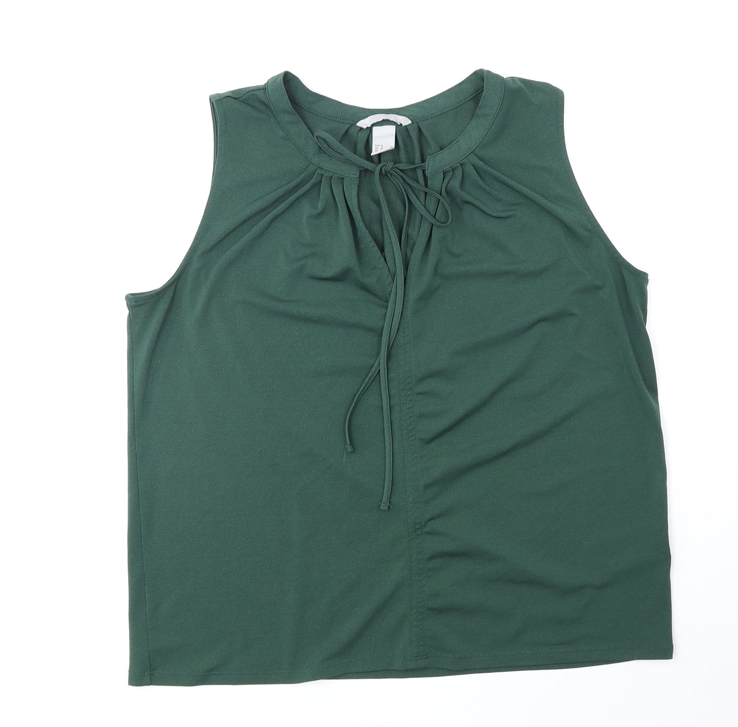 H&M Womens Green Polyester Basic Tank Size M V-Neck