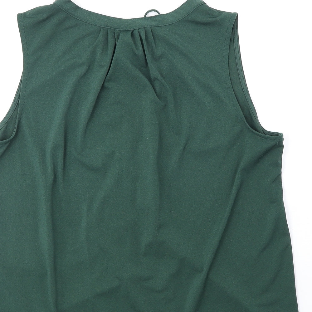 H&M Womens Green Polyester Basic Tank Size M V-Neck