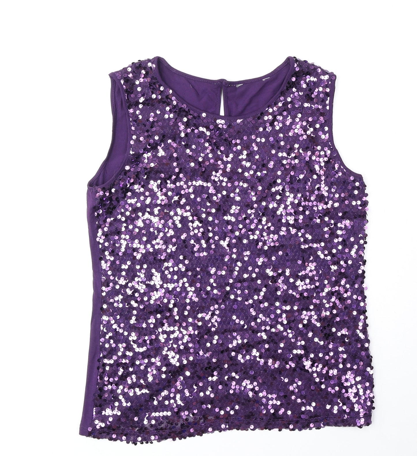 BHS Womens Purple Polyamide Basic Tank Size 8 Round Neck