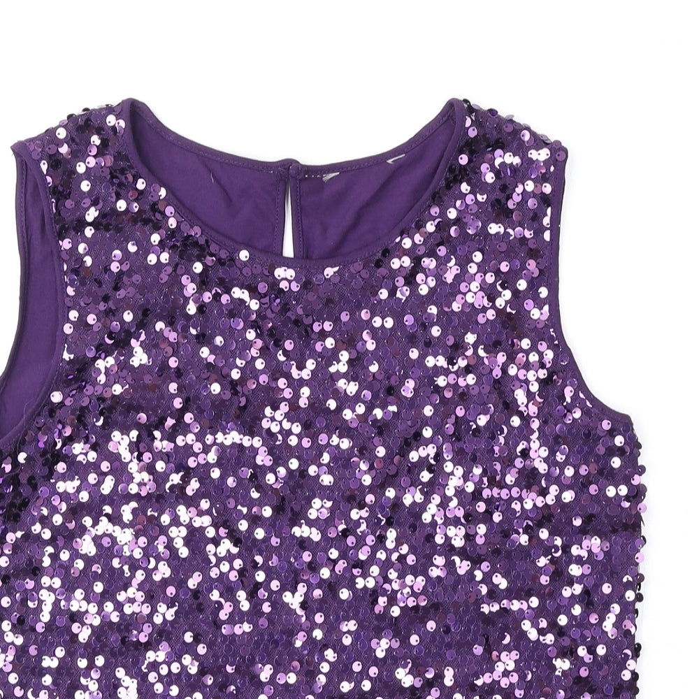 BHS Womens Purple Polyamide Basic Tank Size 8 Round Neck