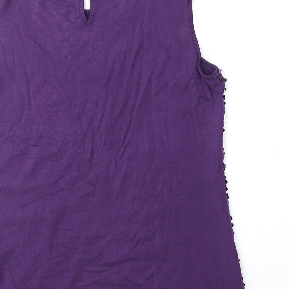 BHS Womens Purple Polyamide Basic Tank Size 8 Round Neck