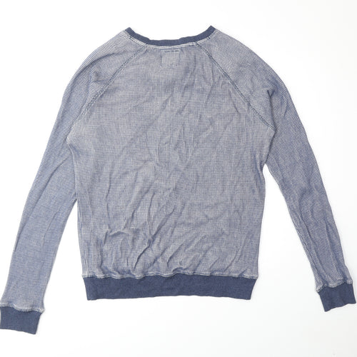 Boohoo Mens Blue Round Neck Cotton Pullover Jumper Size S Long Sleeve