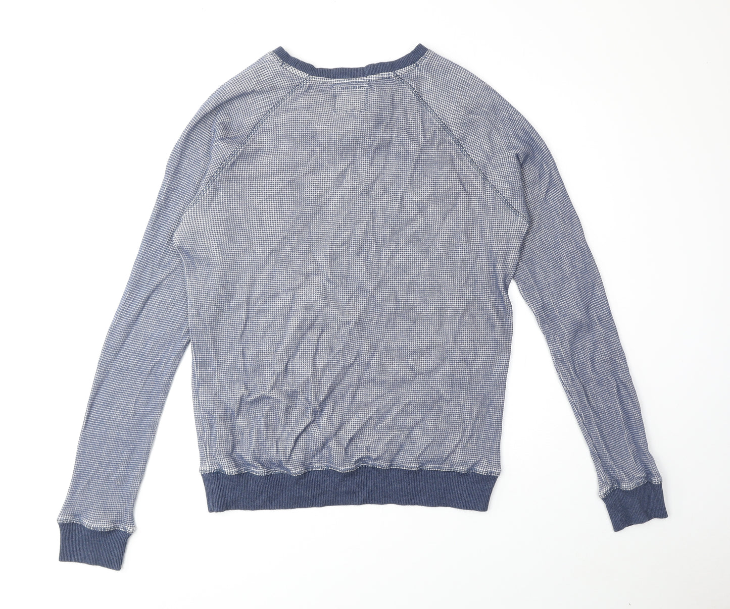 Boohoo Mens Blue Round Neck Cotton Pullover Jumper Size S Long Sleeve