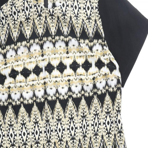 Wallis Womens Multicoloured Geometric Polyester Shift Size 14 Scoop Neck Zip