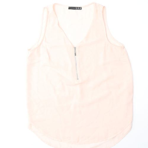 Atmosphere Womens Pink Polyester Basic Tank Size 10 V-Neck